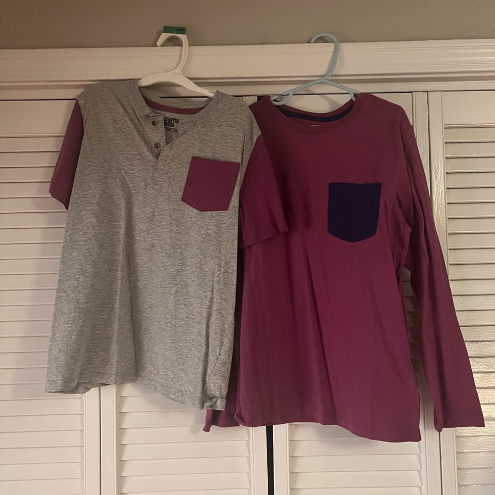 Kids Gray and Purple Pocket Tees
